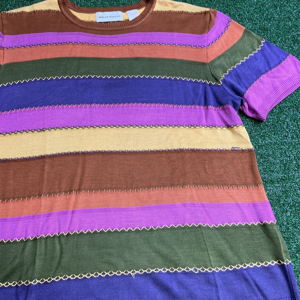 Alfred Dunner Womens Pullover Sweater Multicolored Short‎ Sleeve Top Size Large